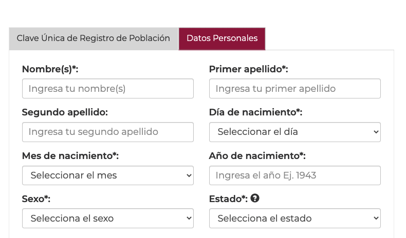 curp datos personales